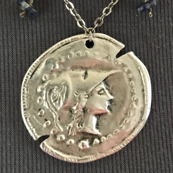 Athena Minerva Greek Roman Goddess Wisdom & War Handmade Necklace, Lapis Lazuli - Picture 4 of 15